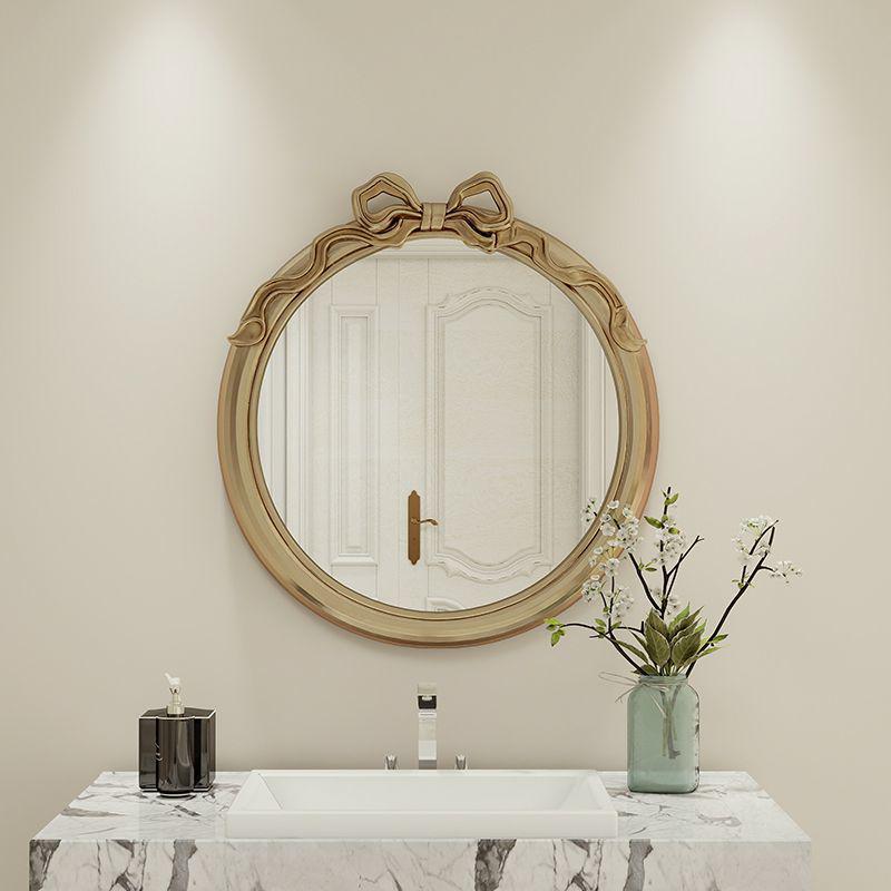 Retro European Bow Round Wall-Mounted Mirror for Bathroom or Bedroom Dressing Table