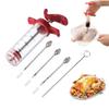 Vleesinjector Spuit met 3 Roestvrijstalen Naalden voor BBQ Grill Kalkoen Kip Marinade Smaak Injector Kit Kookgerei