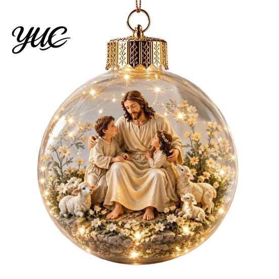 Illuminated Faith Based Decor Christian Scripture Keepsake, Light Up Religious Hanging Ornament with Bible Spiritual Encouragement Home Verse,