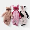 Toddler Baby Hooded Romper Plush Cartoon Animal Style Jumpsuit