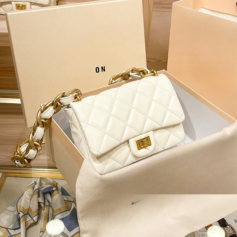 JMG Bags Tas Vrouw Lente Zomer Klein Geurige Wind Zacht Leer Vierkant Dikke Ringkettingtas Mode Dikke Ketting Schoudertas
