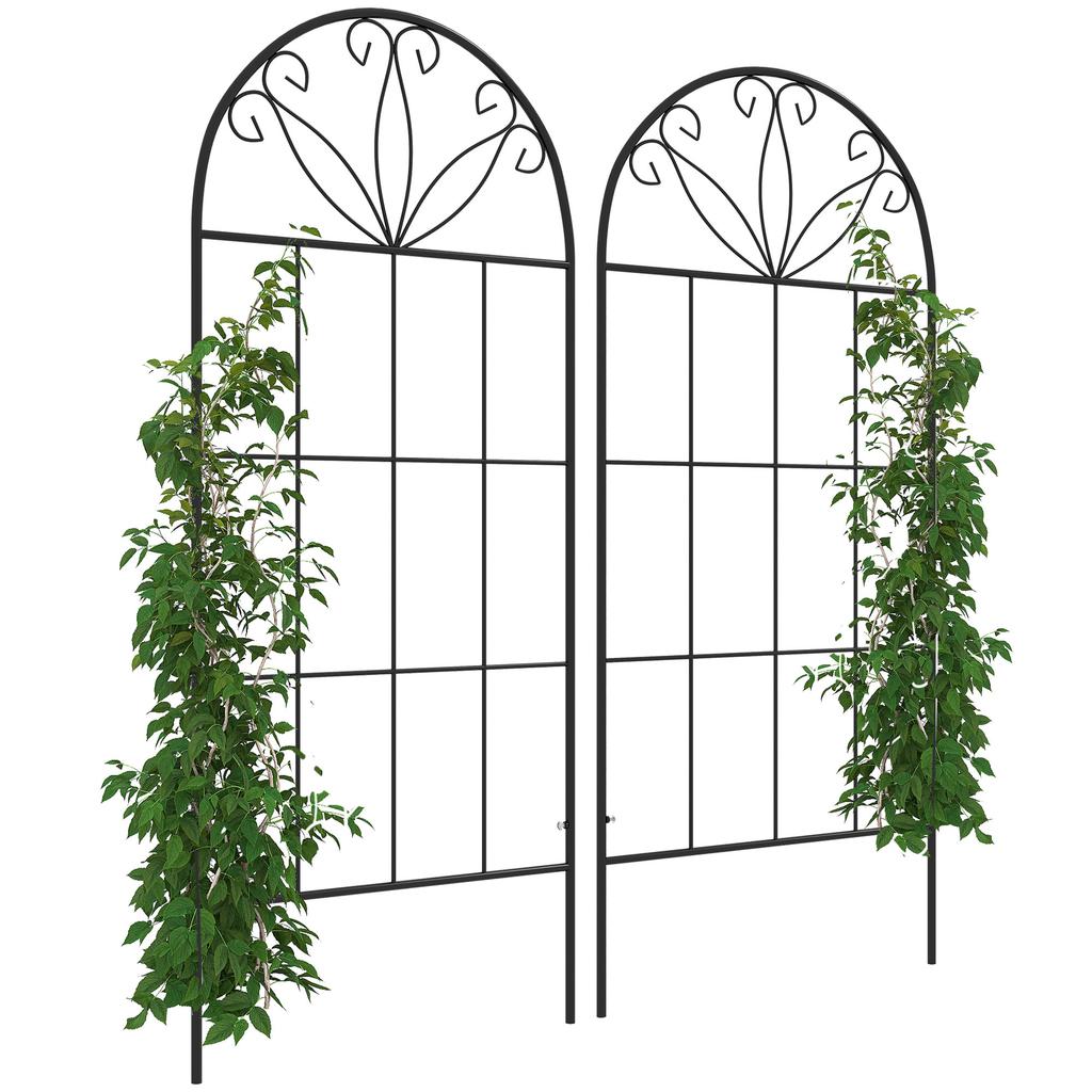 Garden Trellis Set of 2 Metal Support for Climbing Plants - 51 X 120 Cm Black