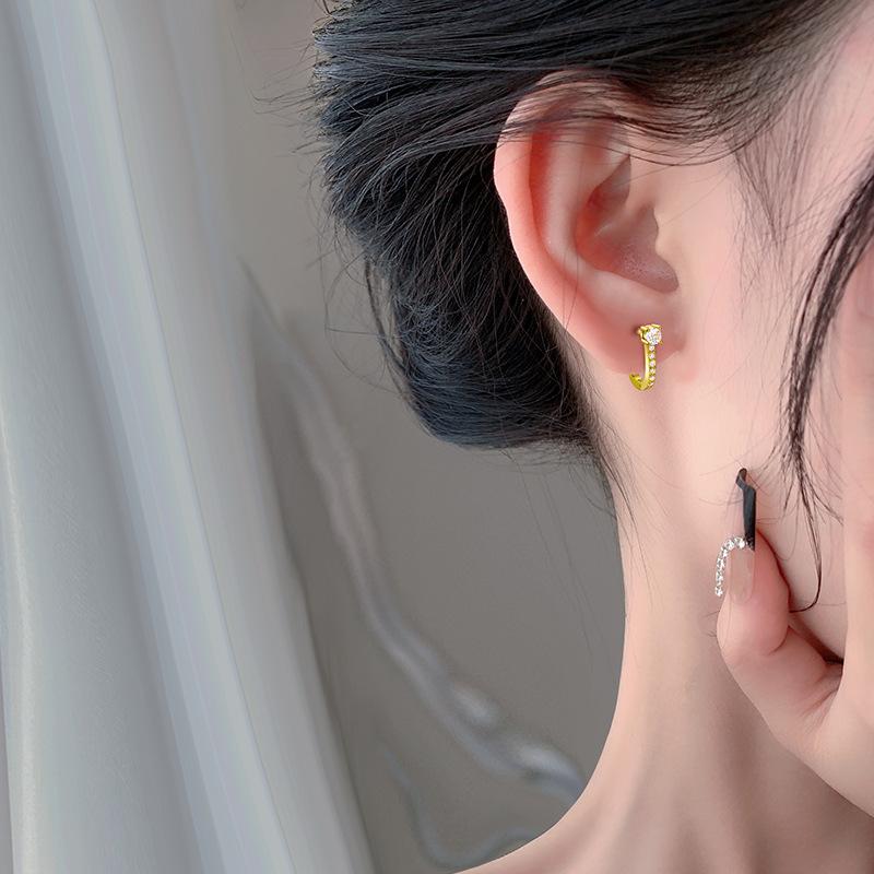 Fashionable Diamond-inlaid U-shaped Earrings for Women Niche Design High-end Earrings Ear Buckle Earrings for Women