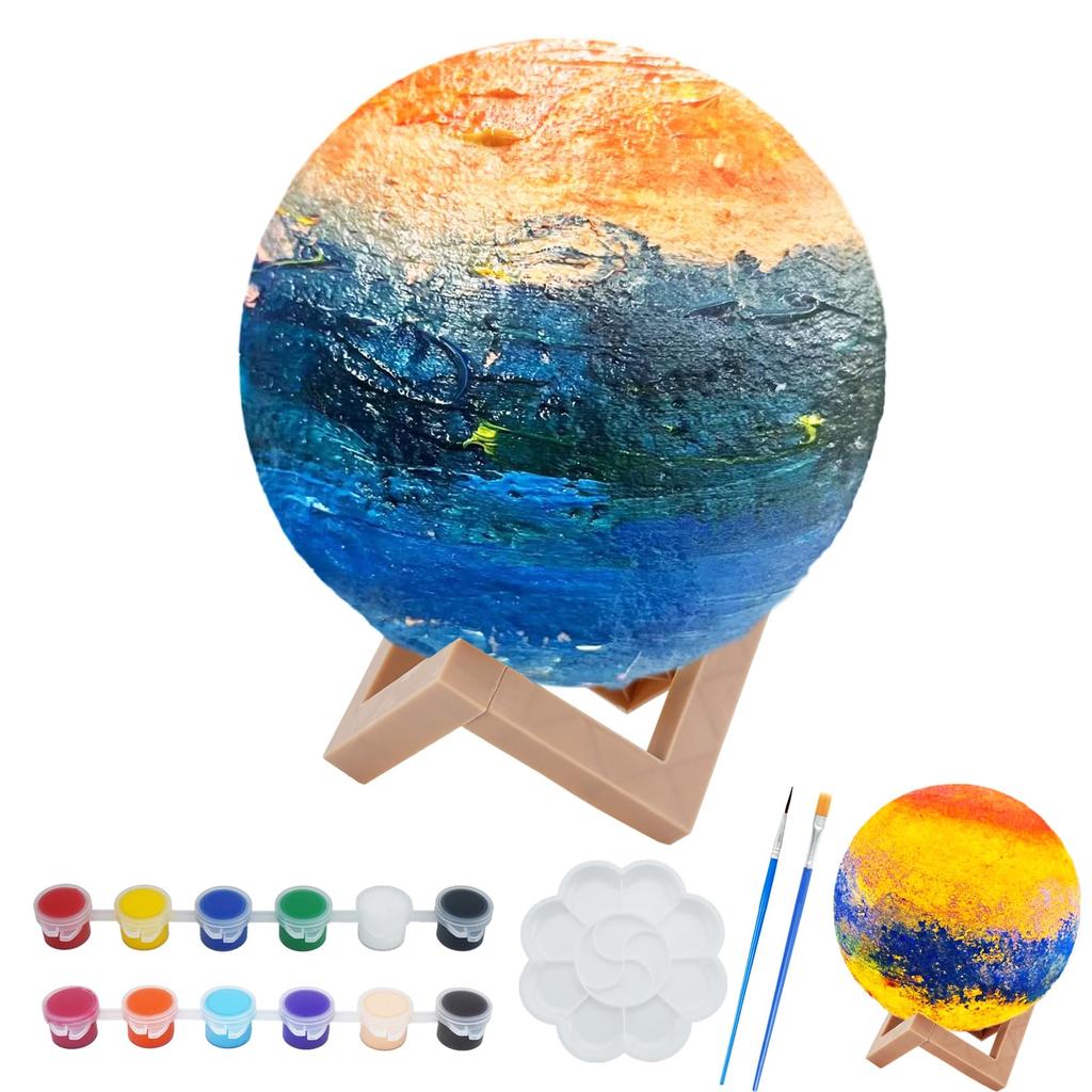 Paint Your Own Moon Lamp Kit Cool Gifts DIY 3D Space Moon Night Light Arts & Crafts Kit Arts and Crafts for Kids Ages 8-12