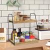 2 Tier Coffee Station Storage Organizer Wooden Spice Rack For Home Office Kitchen Counter Shelf Bathroom Makeup Storage Holder