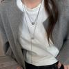Personality Design Silver Color Stainless Steel Beaded Ball Pendant Necklace For Women Double Layer Hip Hop Rock Chokers Jewelry