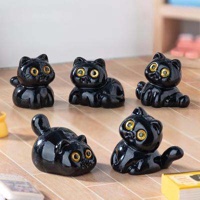 5 tk Musta Kassi Kaunistus Mini Figuurid Miniatuurne Vaik Armas Kassipoeg Mikro Maastiku Käsitöö Väikesed Kaunistused Lauakaunistus