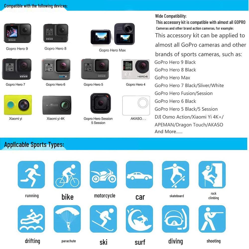 65-in-1 GoPro & DJI Osmo Action Sportkamera Zubehör-Kit