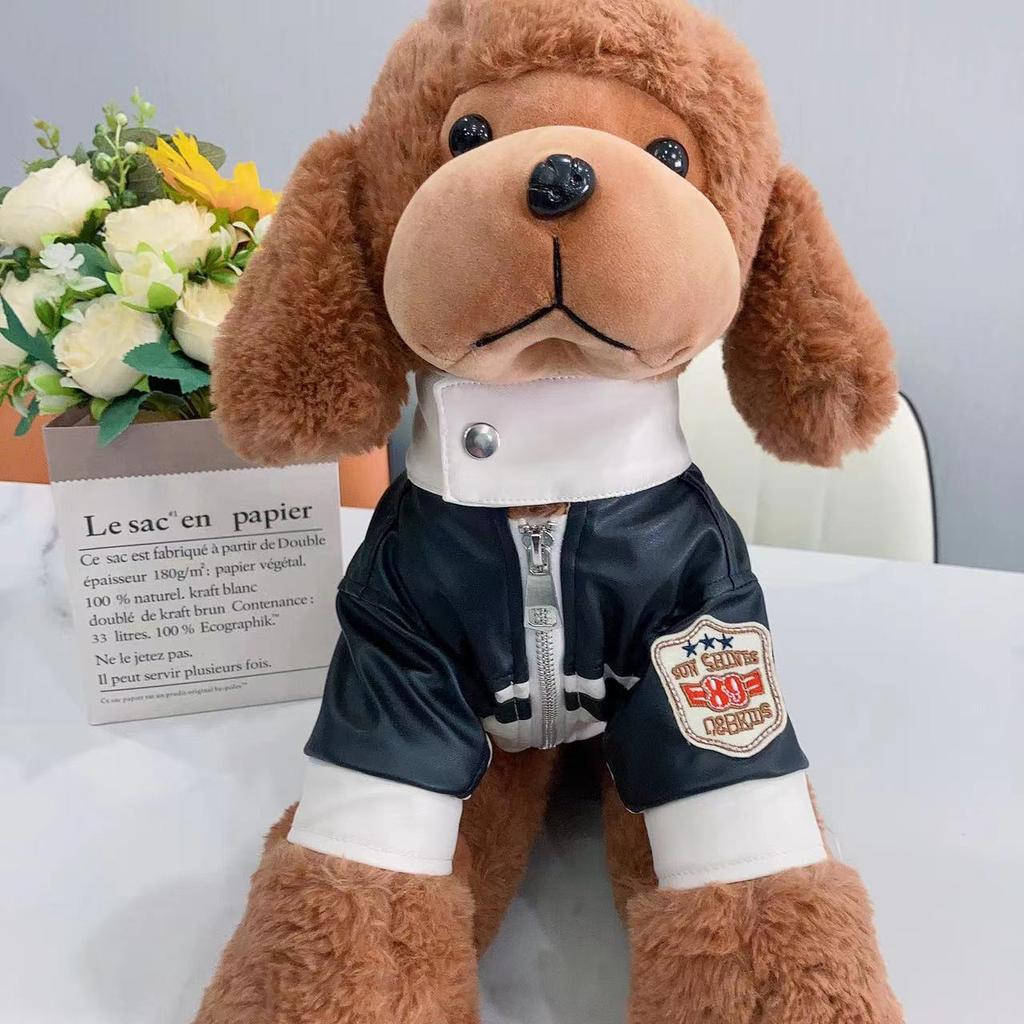 Haustier Lederjacke Schnauzer Teddy Marzis Hund Motorrad Lederjacke Patchwork Mantel Haustierkleidung Hundebekleidung für kleine Hunde