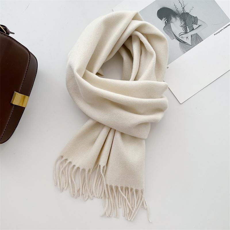 

Luxury Winter 100% Wool Scarf Warm Solid Scarf Thick Cashmere Women Men Shawl Wraps Soft Bufanda Stole Cold Weather 2025