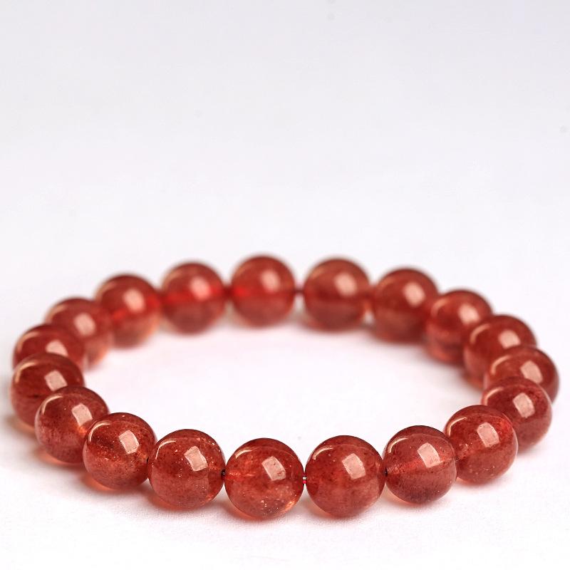 Hongchu Crystal Natural Strawberry Quartz Loose Beads Round beads Semi-Finished Products DIY Ornament Accessories