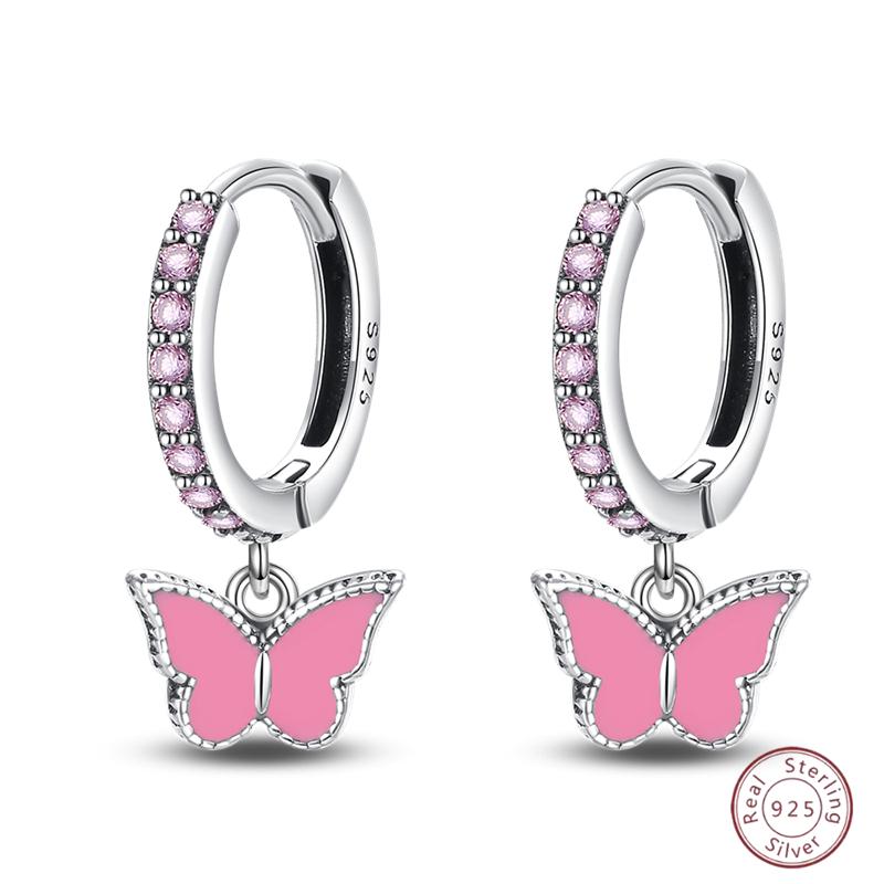Sweet 925 Silver Ladybug Butterfly Dragonfly Iris Flower Design Earrings Fit Wedding Parties Exquisite Jewelry