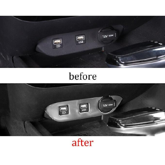 For Hyundai Elantra 2021-2024 Silver Steel Front USB Socket Switch Cover Trim