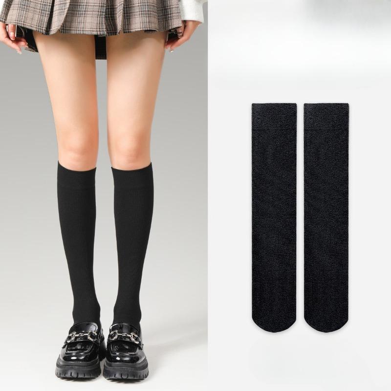 

Female Autumn and Winter New Solid Color Show Thin Long Leg Socks 1 pair