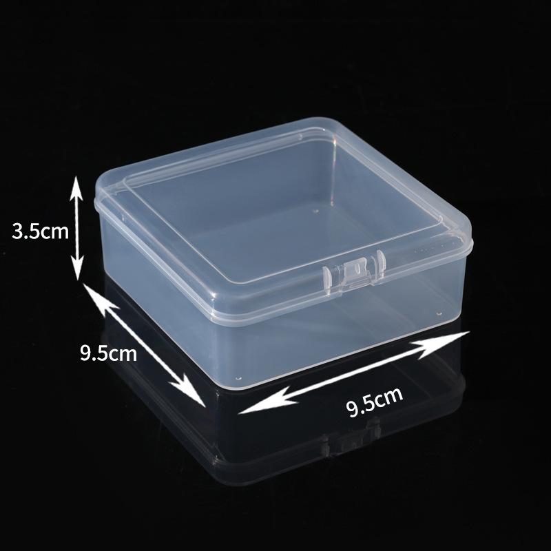 Boîte de rangement carrée en plastique transparent avec couvercle pour petites pièces, perles et bijoux.