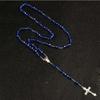 Rosario alla moda da 8 mm collana da donna alta qualità fai da te Gesù Croce Cristiana collana e ciondolo catena lunga gioielli gioielli
