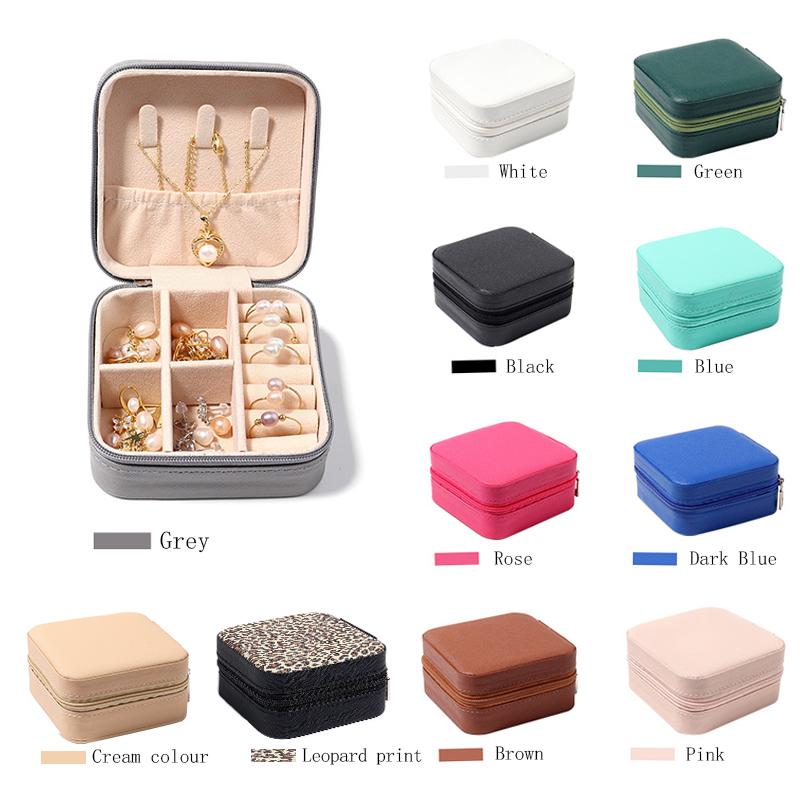Portable Jewelry Storage Box Mini PU Leather Travel Organizer For Jewelry Bracelets Necklace Ring Earrings Gifts  Display Box