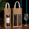 with Window and Handle Wine Carrier Tote Bags Reusable Wine Gift Box Burlap Wine Bottle Bags