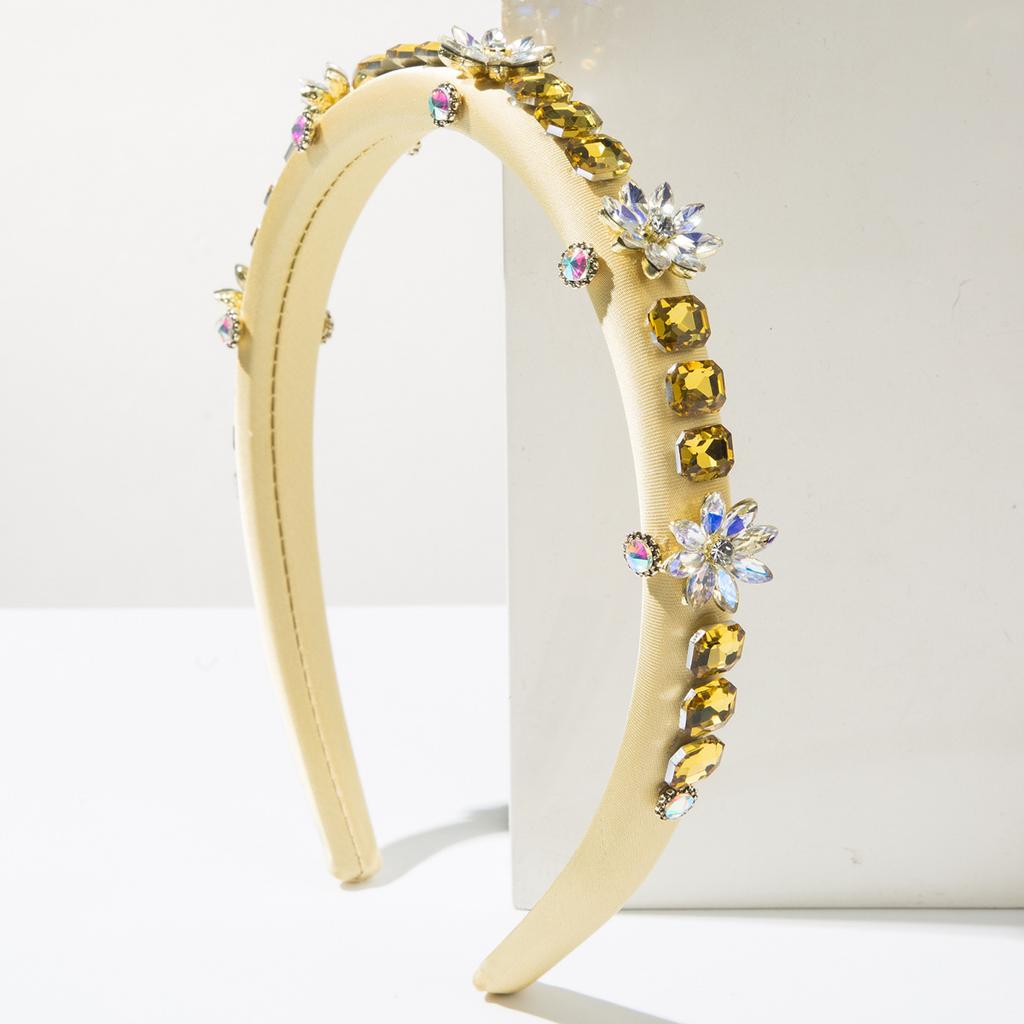 Luxury Pastel Colorful Hairband Sparkling Square Crystal Flower Hair Accessory Sweet Elegant Prom Birthday Party Headwear