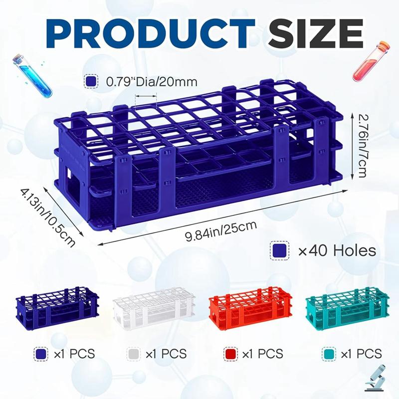 2025 New 4 Pcs Plastic Test Tube Rack Test Tube Holder Rack Detachable Tube Holder For 16Mm Test Tubes