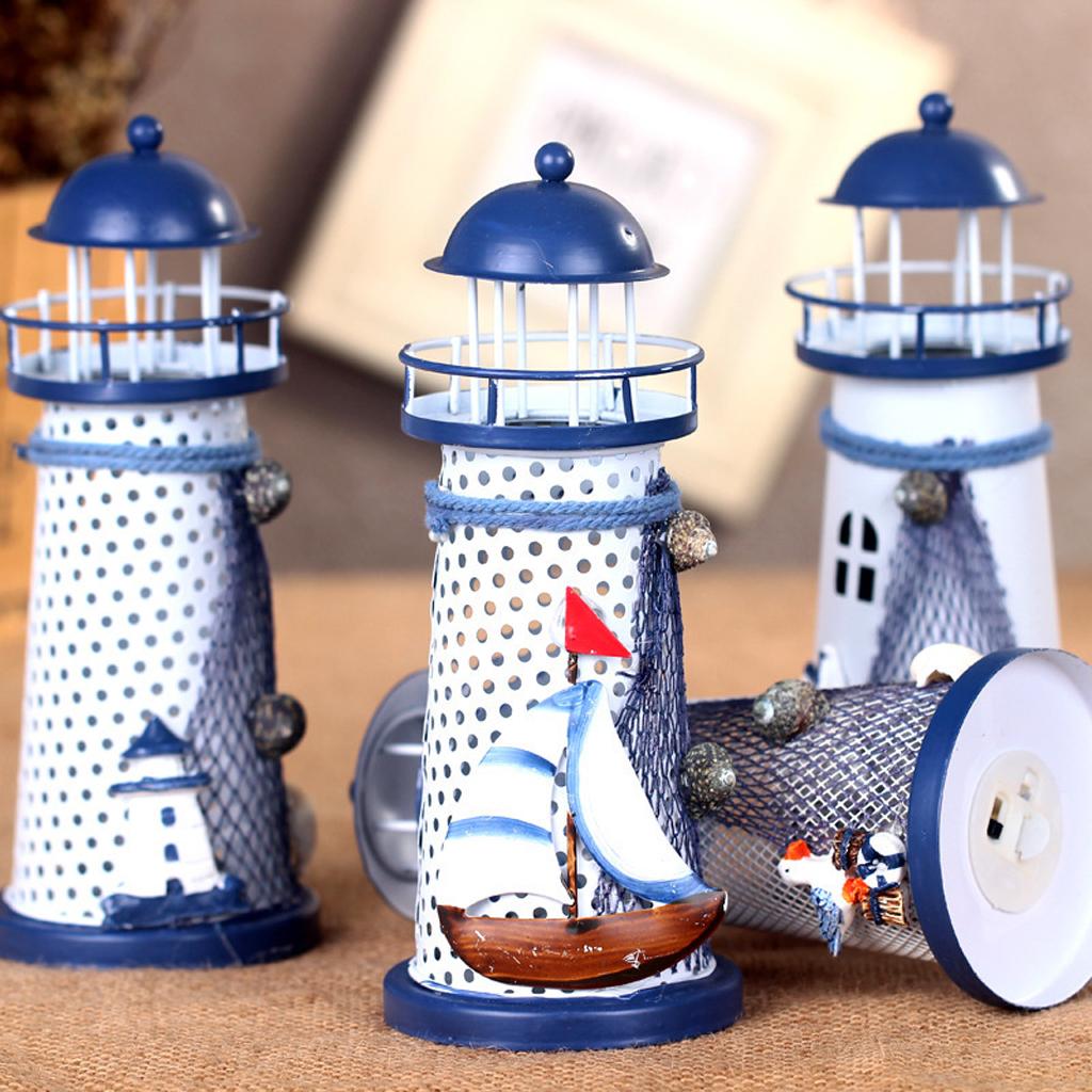 Mediterranean LED Light Lantern Light House Table Decoration