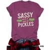 Women's Summer Round Neck Short Sleeve T-shirt Playful Cucumber Pattern Print Comfort T-shirt