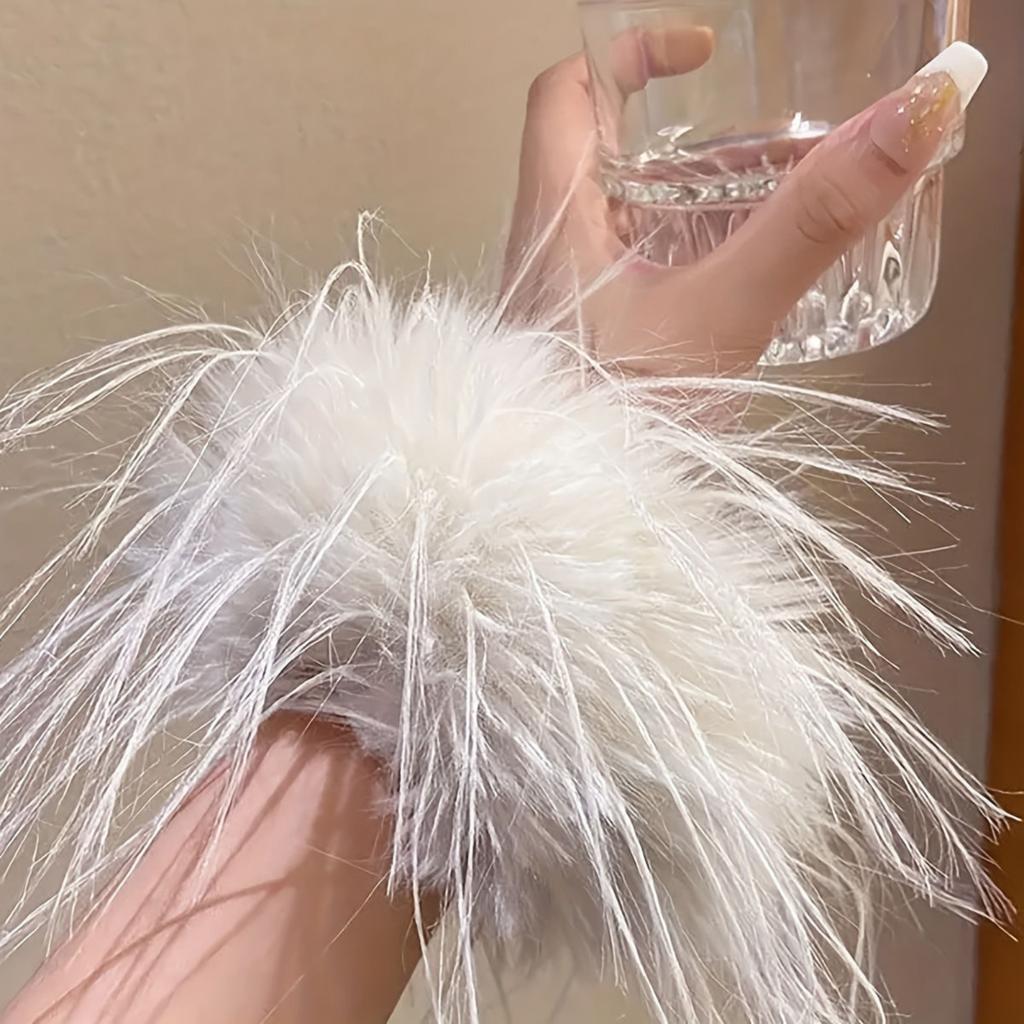 Feather Hair Tie With Elastic Band High,Stretch Hair Elastic For Hair Styling