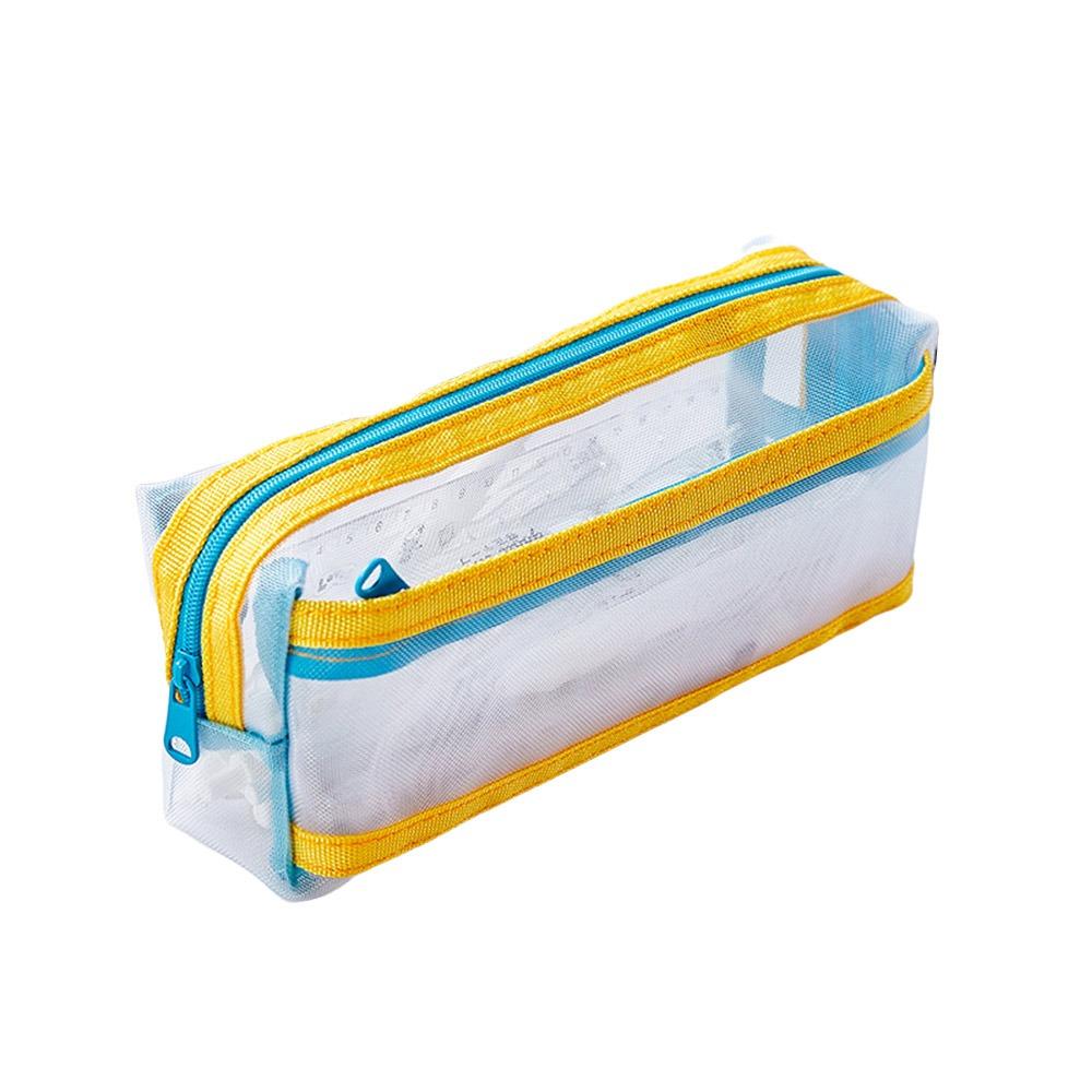 Mesh Pencil Case Multilayer Pen Box Simple Stationery Storage Bags  Student