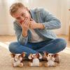 Set of Three Small Plush Creature Figurines Sitting with Different Hand Gestures Soft Texture Collectible Decorative Toys for Display