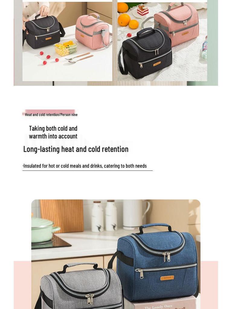 Oxford Cloth Insulated Lunch Bag - Large Capacity, Waterproof, Crossbody Bento Bag