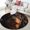 Tapete redondo com padrão de Rottweiler preto, Tapete para Sala de Estar, Quarto, Sala de Brinquedos, Tapete Antiderrapante, Presentes de Feriado e Presentes de Aniversário.