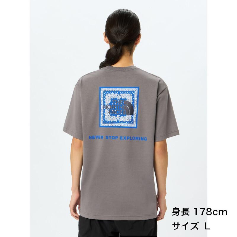 Used [New] M size THE NORTH FACE S/S Bandana Square Logo T-shirt NT32446 Men's Women's Sweat-absorbent Quick-drying Gray 1