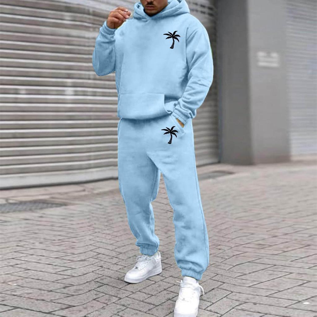 Herren Übergroßer Fleece Sportbekleidung Outdoor Lässig Locker Kapuzenpullover und Jogginghosen Set