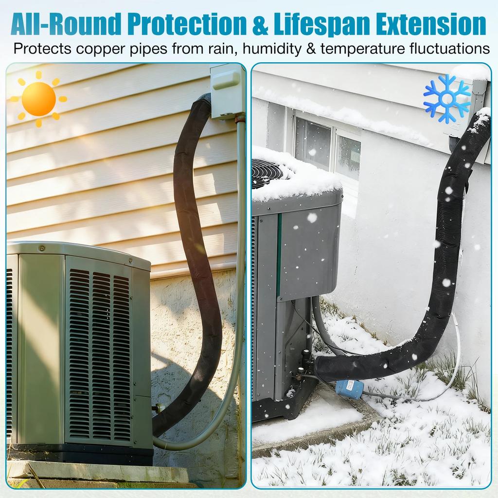 3 Layers HVAC Copper Pipe Insulation Cover 200x30cm 600D Oxford AC Pipe Insulation Covers  for Outside Copper Line Insulation Sl