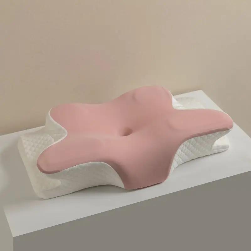 Chillax Summer Memory Pillow – Slow Rebound Cotton Neck Support, Butterfly Cervical Cool Sleep Pillow a светло-серый