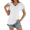 Women's Casual T-shirt Loose Basic V-neck Pleated Short-sleeved Top