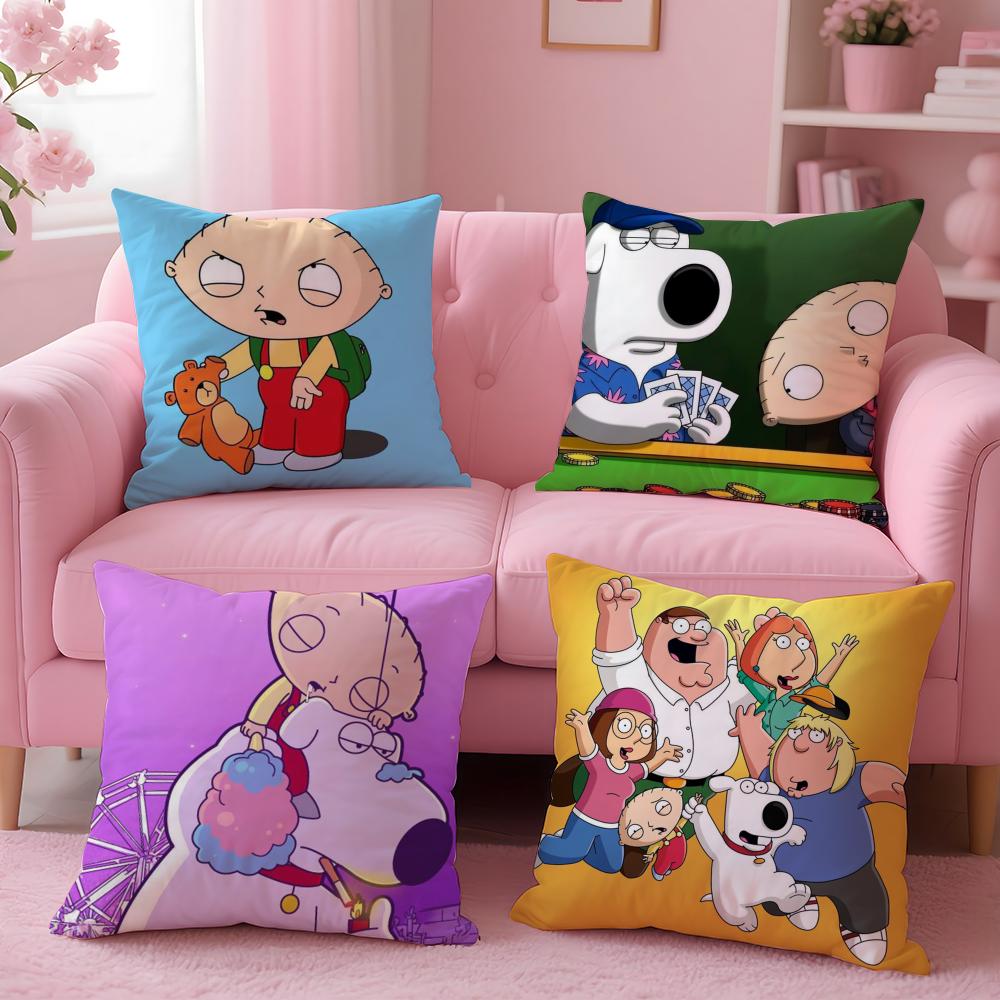 Pikpaka F-Family Funny Guy Cushion Cover Plush Fabric Soft Double-Sided Printed Sofa Warm Winter Home Gift Pillow Cover