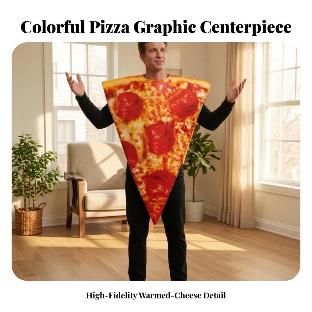 Pizza Costume Vibrant Slice Full-Body for Cosplay, Stage Wear, Men