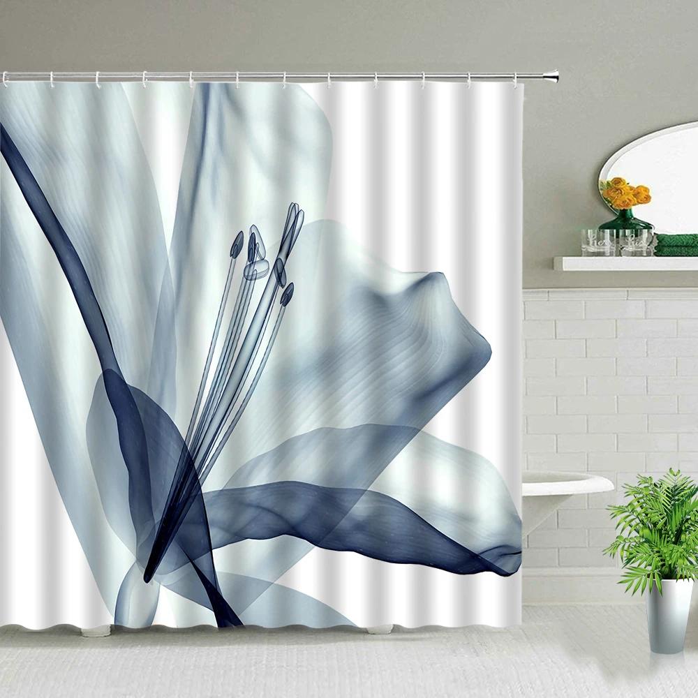 Plant Series Shower Curtain Bathroom Waterproof Polyester Fabric Cloth Curtain Dandelion Flower Print Bathtub Decor With Hooks