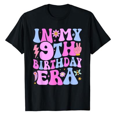 In meiner 9. Geburtstags-Ära Neunter Geburtstag 9-jähriges Geburtstagskind T-Shirt Geschenke für Töchter Geboren 2015 Kinder Tops Buchstabenaufdruck Spruch T-Shirt