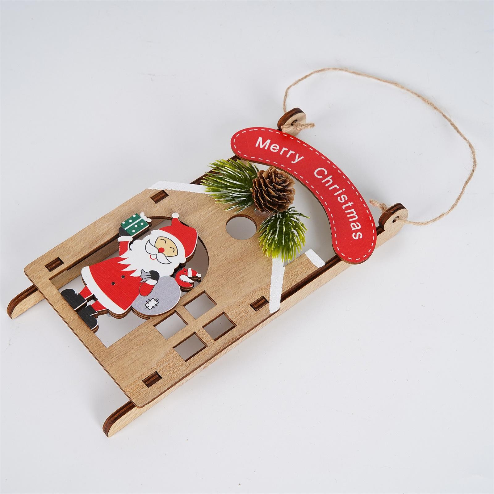Christmas Hanging Wooden Ornaments Hollow Wood Openwork Pendant Wooden Rustic Christmas Tree Decorations For Holiday Decor One Size