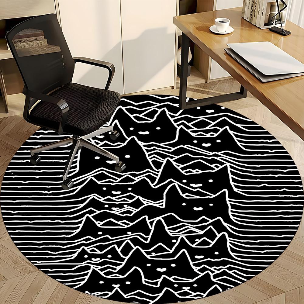 1pc Cat Mountain Office Round Area Rug, Indoor Mat Suitable For Office, Under Office Chairs Bedroom Living Room Home Decor, Room Deco