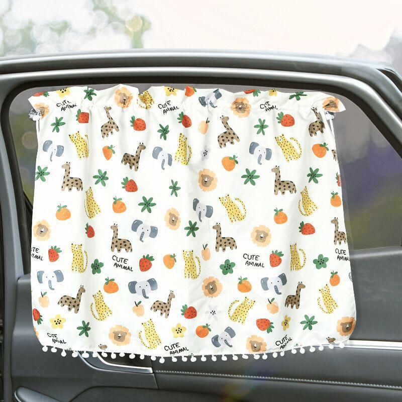 Universal Car Sun Shade Cover UV Protect Curtain Side Window Sunshade Cover Suction Cup Style Interior Sunshade Board Cartoon