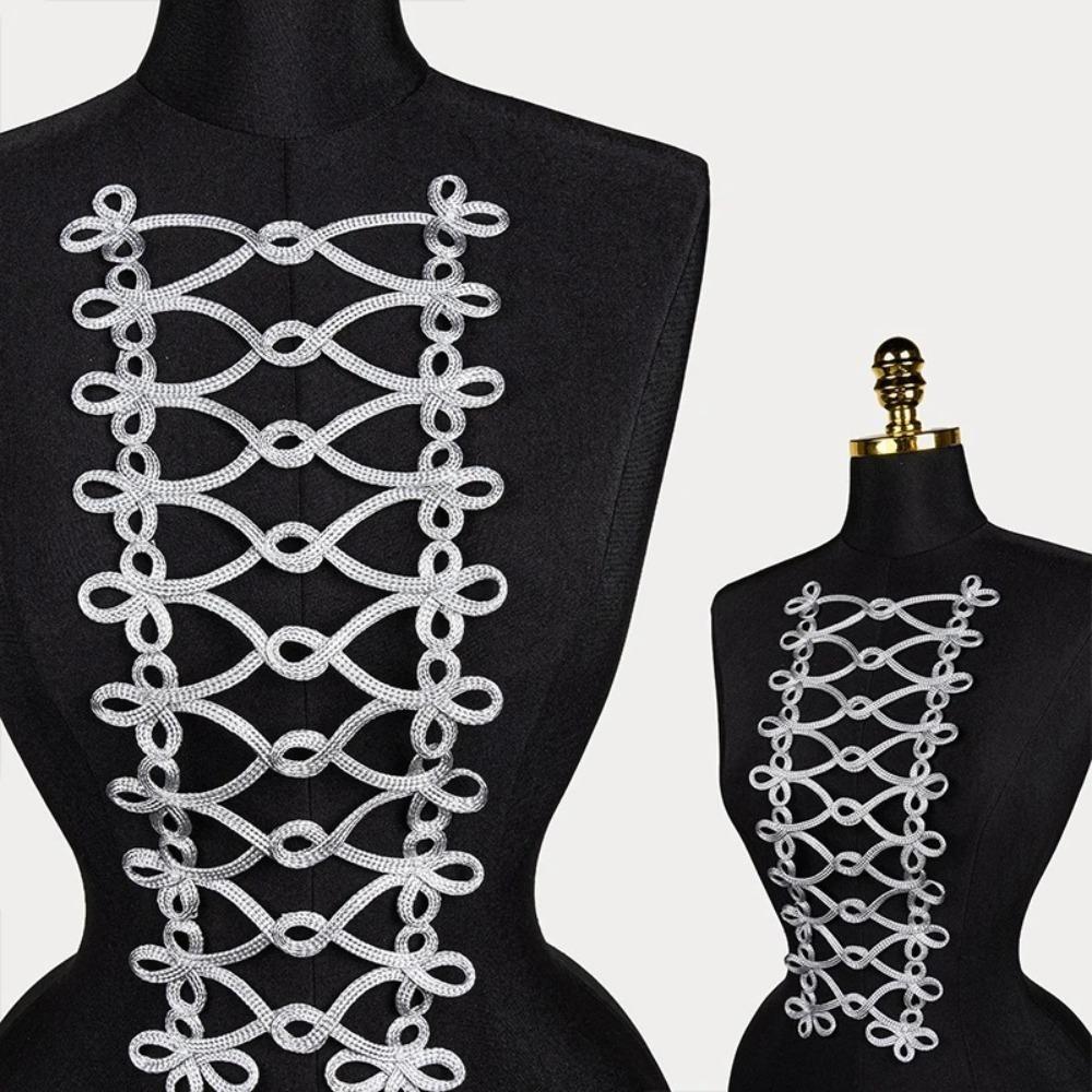 Large Size Clothing Applique Gold Cord Clothing Applique Patches Neckline Embellishment