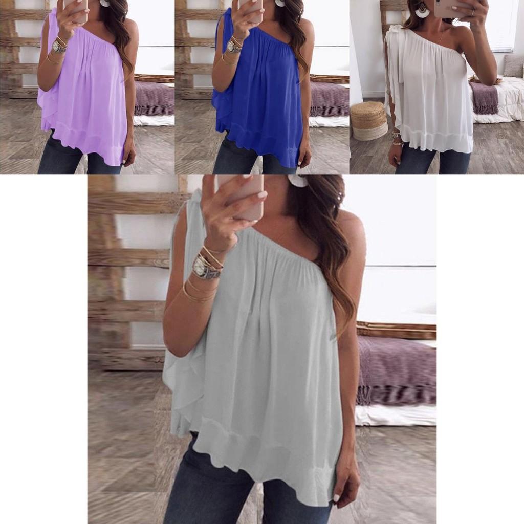 Stylish Womens Casual One Off Shoulder Shirt Blouse In Comfortable Plus Size Design