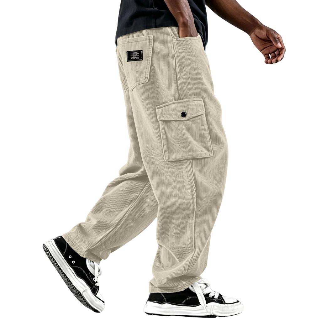 Pantaloni da uomo in velluto a coste con sei tasche e