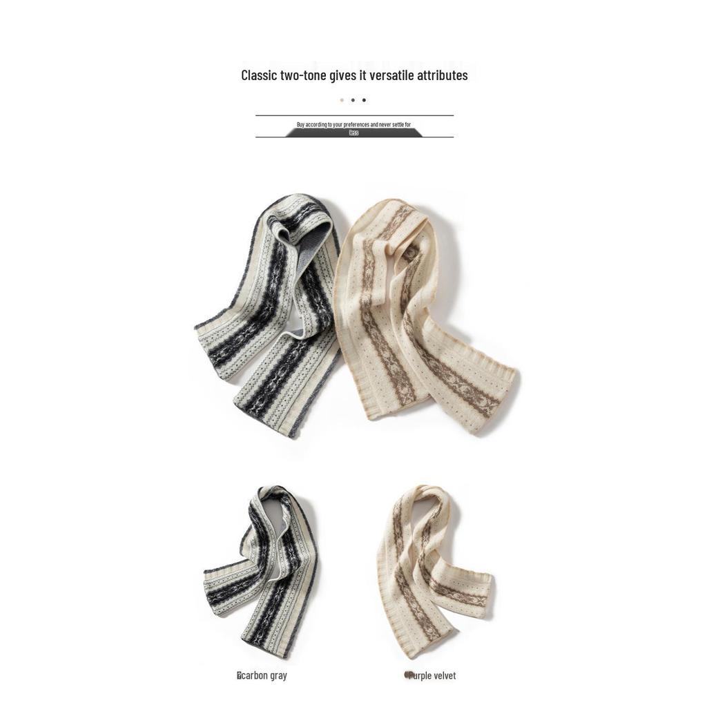 Classic Retro Jacquard Cashmere Knit Snood Shawl - Women's Warm Fashion Outerwear Scarf
