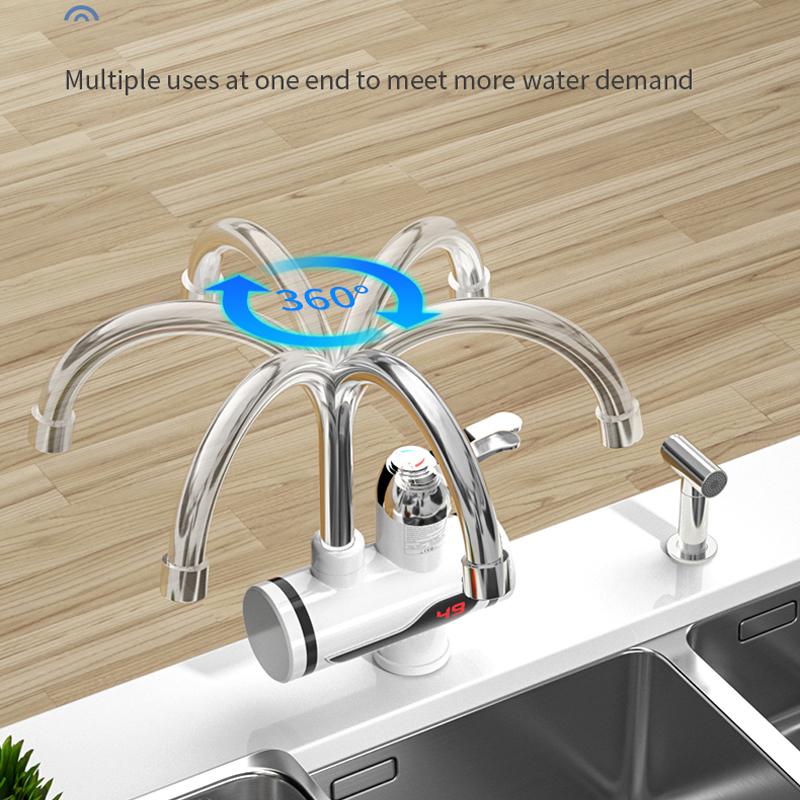 3000W Electric Faucet Instant Hot Electric Water Heater Kitchen Faucet Hot Cold Water Dual-Use LCD Display Tankless Heaters