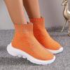 Herbststiefel Damenmode Strickstoff Stiefeletten Slipper Socken Schuhe Lässige Plateauschuhe Dicksohlige Rutschfeste Sneakers