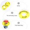 10Pcs Push Button Emergency Ring Round Warning Sign 60Mm Od 22Mm Id Yellow High Visibility Replacement for Stop Switch